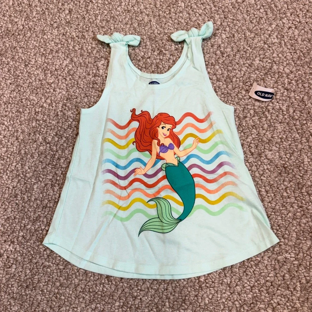 Old Navy Disney Ariel The Little‎ Mermaid Tie Shoulder Tank Top Mint Size 5T NWT